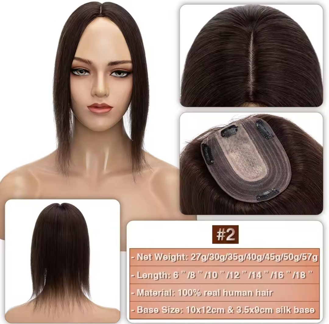HUMAN HAIR TOPPER Silk Base 11x12cm