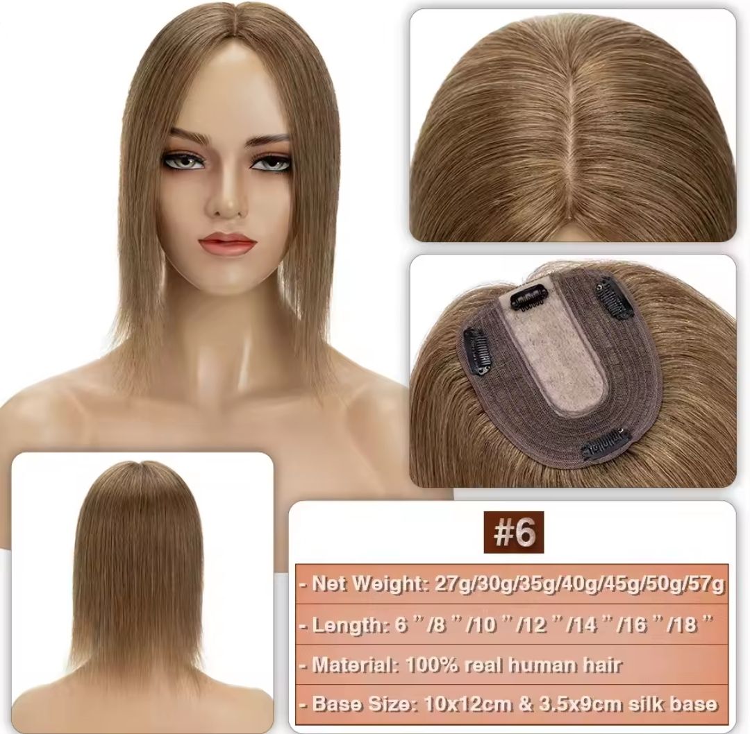 HUMAN HAIR TOPPER Silk Base 11x12cm