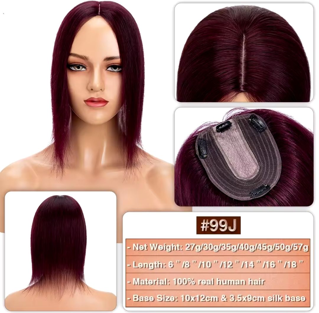 HUMAN HAIR TOPPER Silk Base 11x12cm