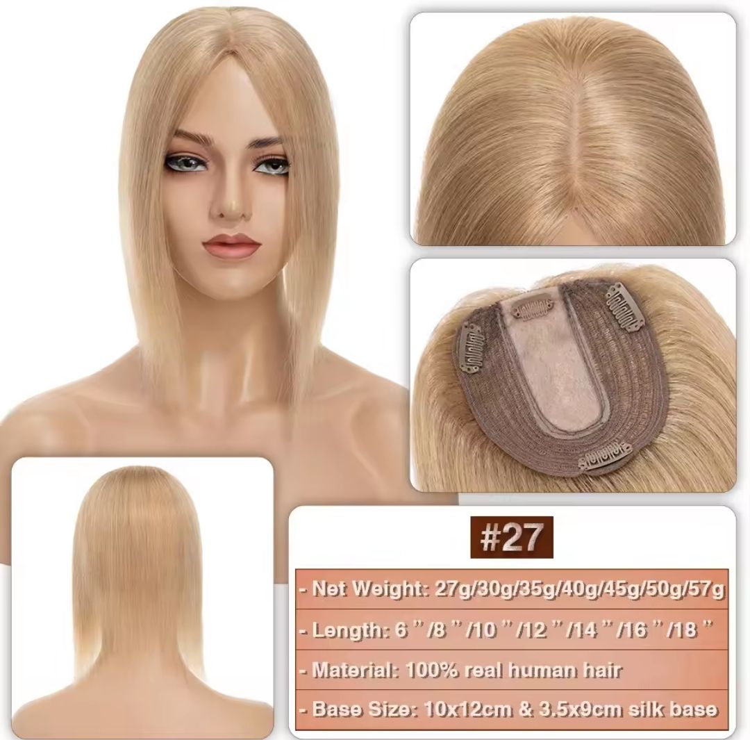 HUMAN HAIR TOPPER Silk Base 11x12cm