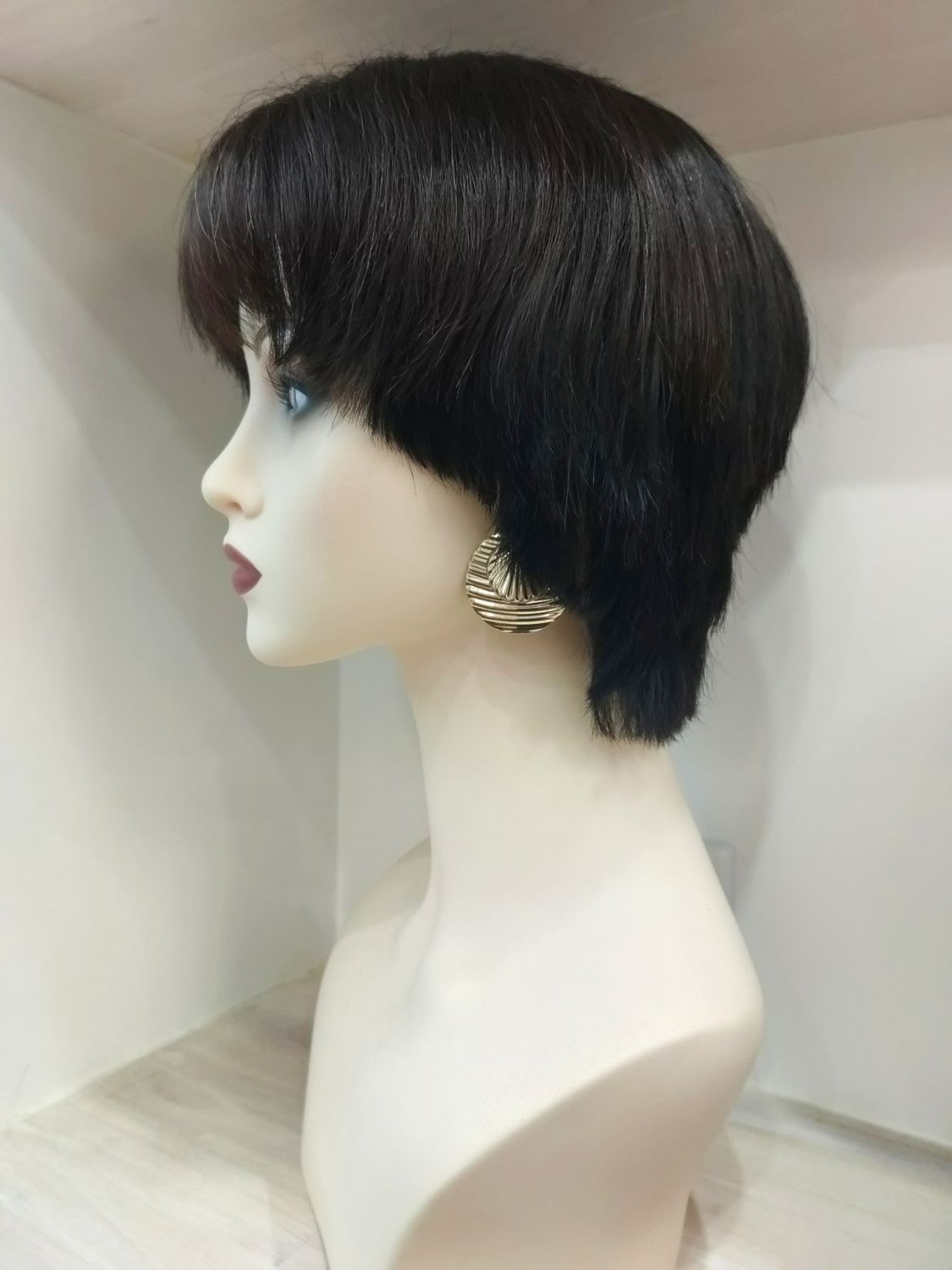 Gianna Wig | Natural Black Human Hair Free Part Lace Front 