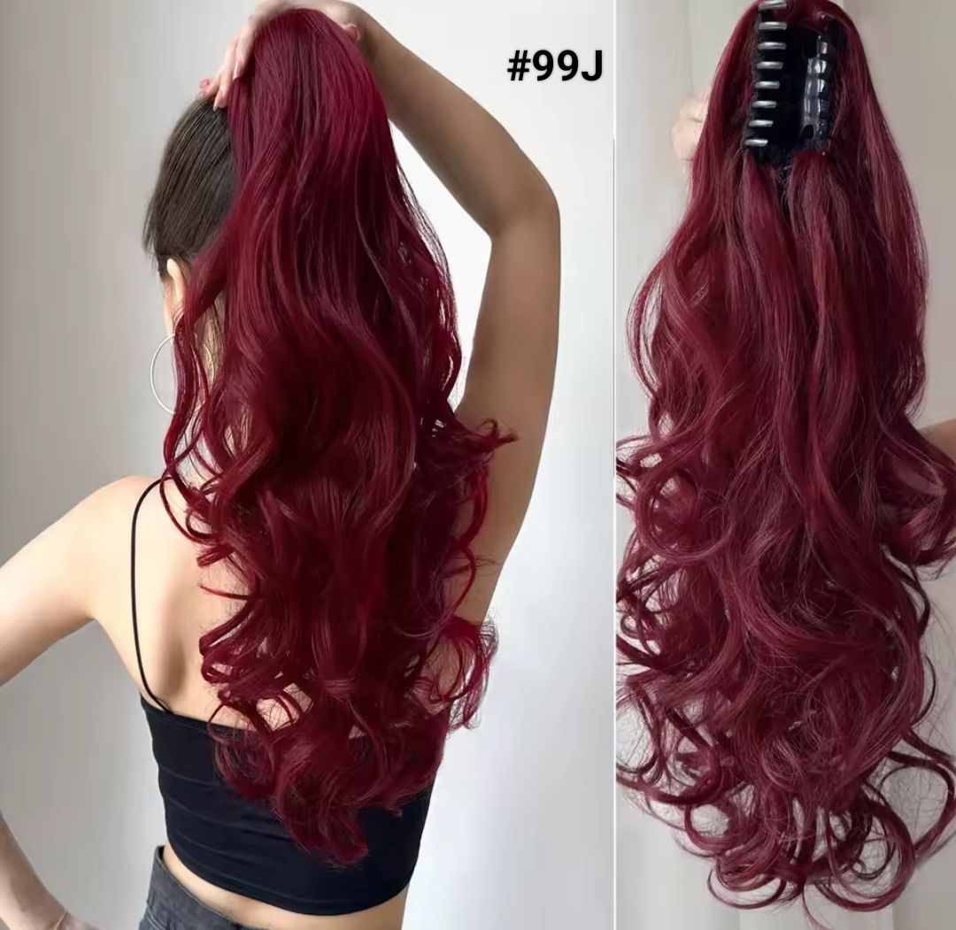 CLAW ON PONYTAIL EXTENSION BODY WAVE SYNTHETIC HAIR 26&quot;