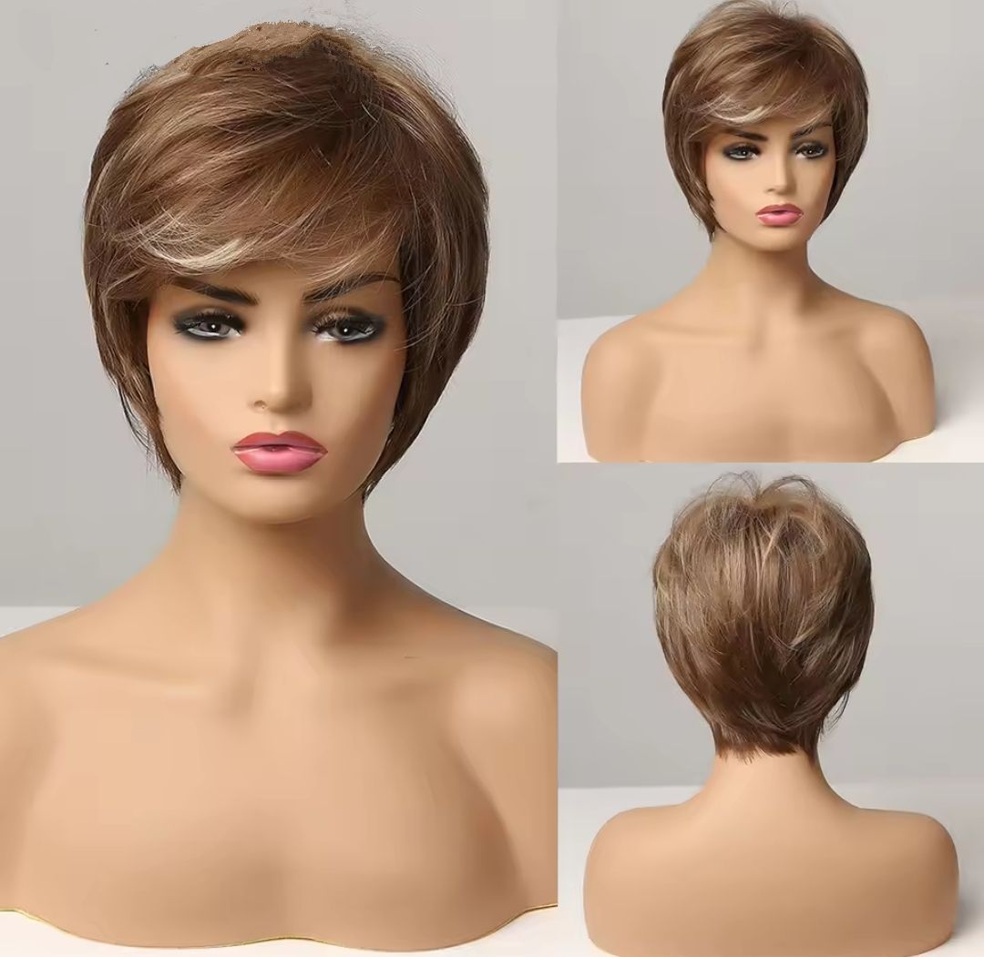 Raelene Wig | Light Brown Highlights Human Hair Blend
