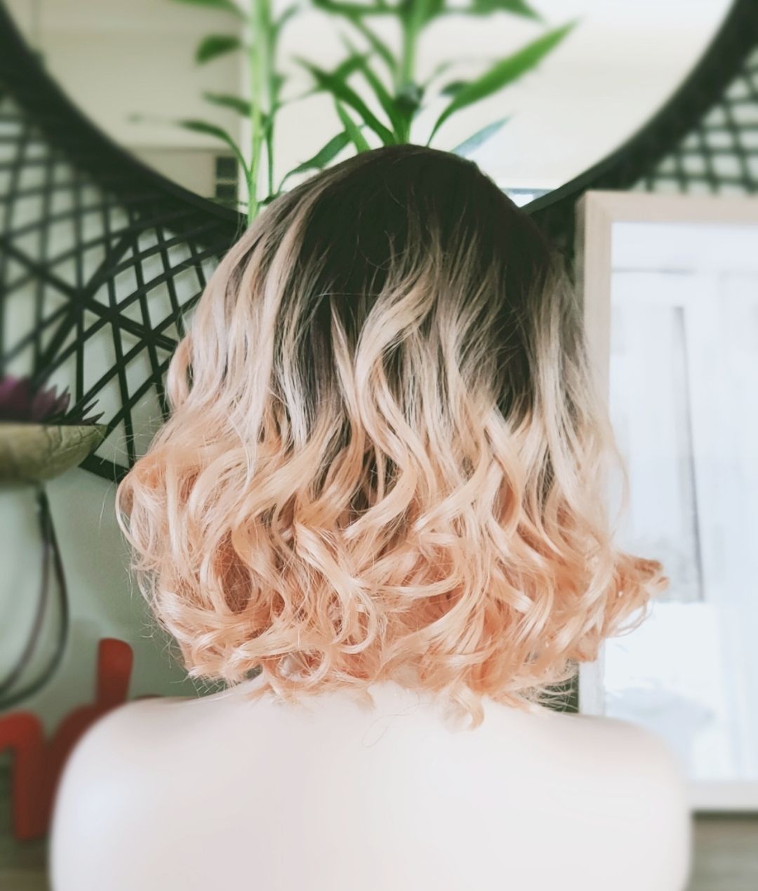 Cosplay Wigs | Curly Ombre Peach Lace Front