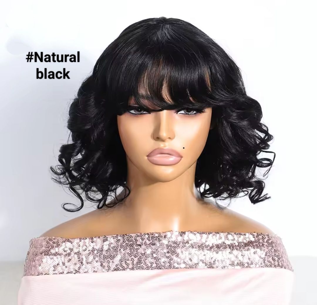 Dora Wigs | Curly Fringed Human Hair Wigs