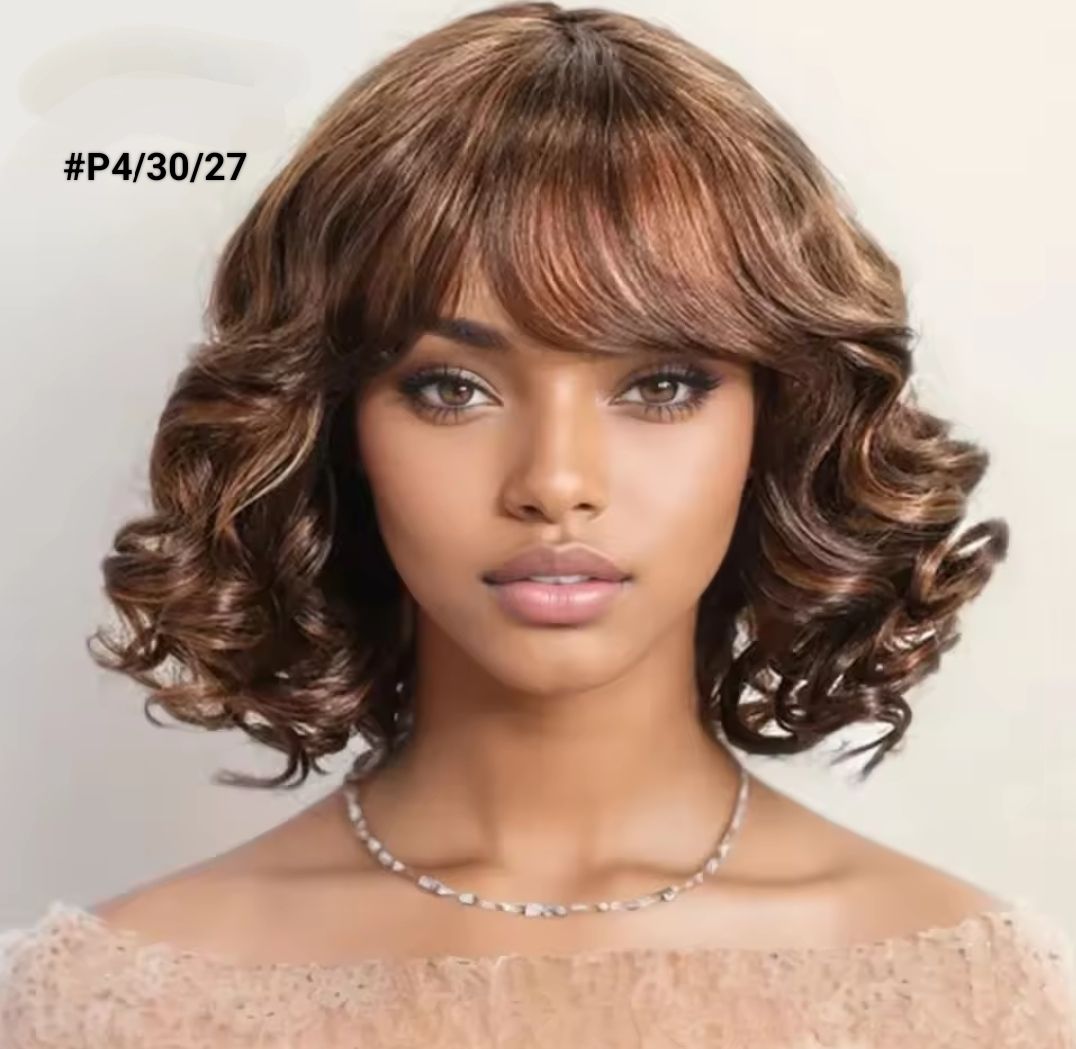 Dora Wigs | Curly Fringed Human Hair Wigs