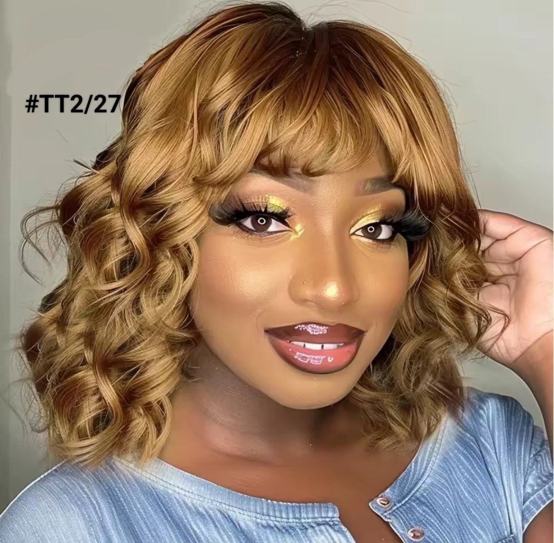 Dora Wigs | Curly Fringed Human Hair Wigs