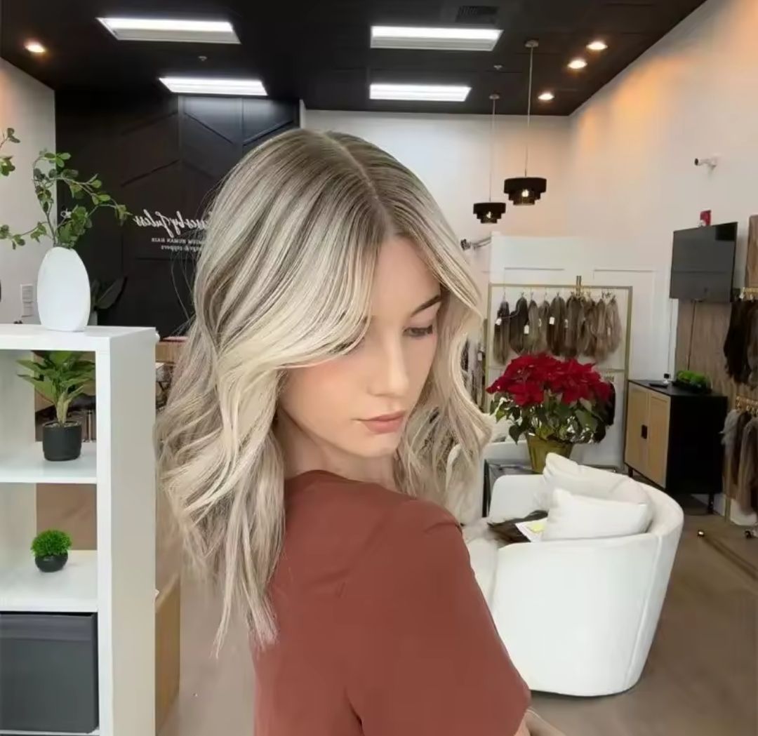 Melinda Wig | Blonde with Highlights Human Hair Blend Lace Front 