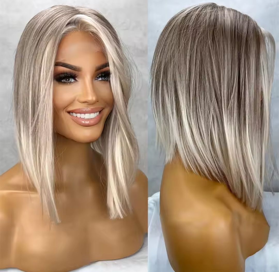 Ange Wig | Ice Blonde Human Hair Blend Lace Front