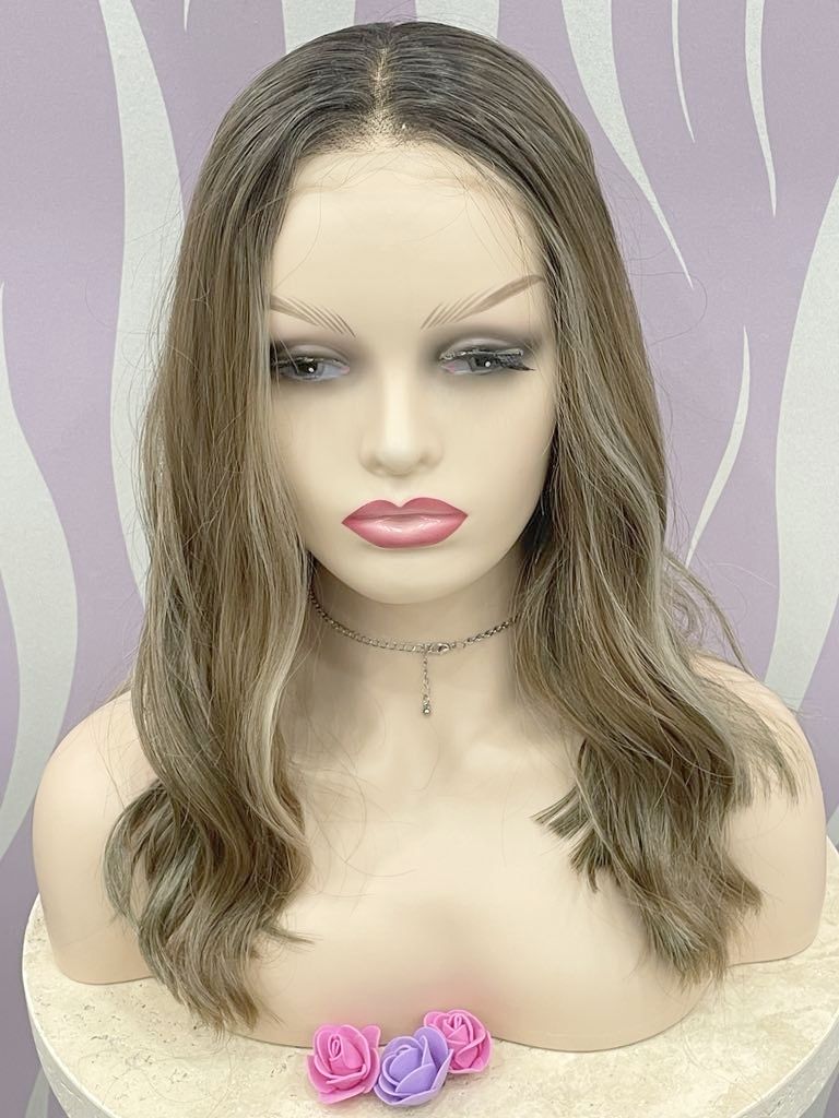 Jenni Wig | Light Brown Highlights Human Hair Blend Lace Front 