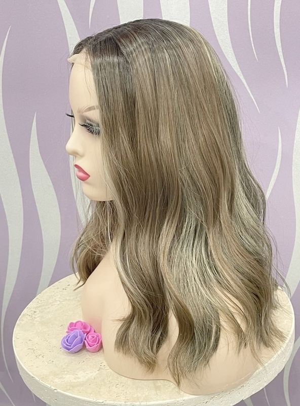Jenni Wig | Light Brown Highlights Human Hair Blend Lace Front 