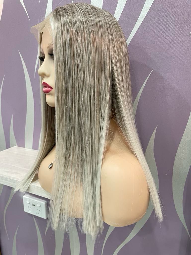 Ange Wig | Ice Blonde Human Hair Blend Lace Front