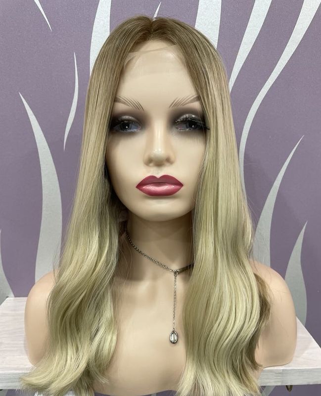 Melinda Wig | Blonde with Highlights Human Hair Blend Lace Front 