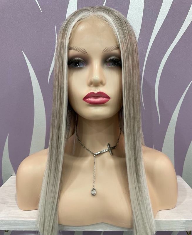 Ange Wig | Ice Blonde Human Hair Blend Lace Front