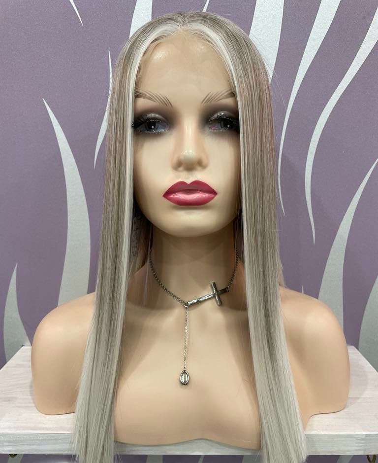 Ange Wig | Ice Blonde Human Hair Blend Lace Front