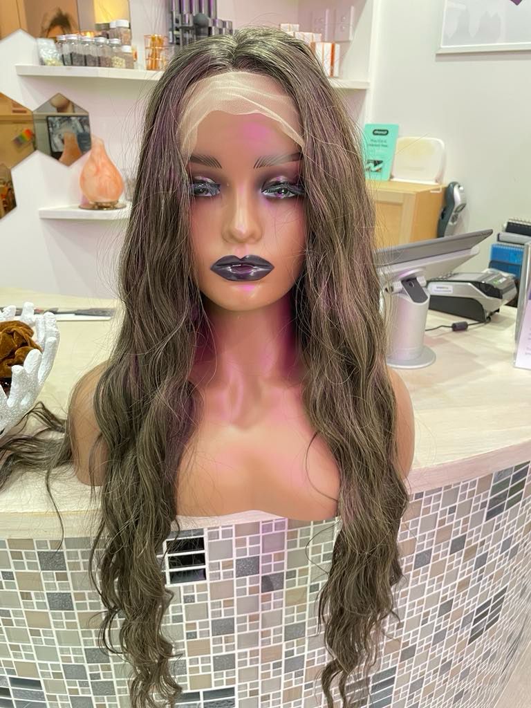 Deane Wig | Ash Brown with Highlights Human Hair Blend Lace Front