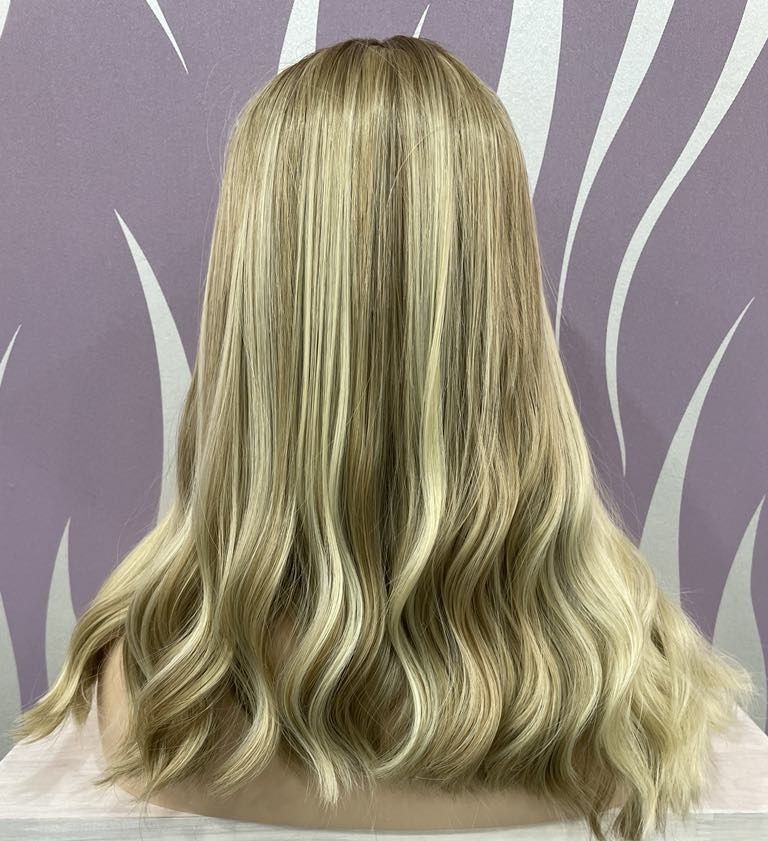 Melinda Wig | Blonde with Highlights Human Hair Blend Lace Front 
