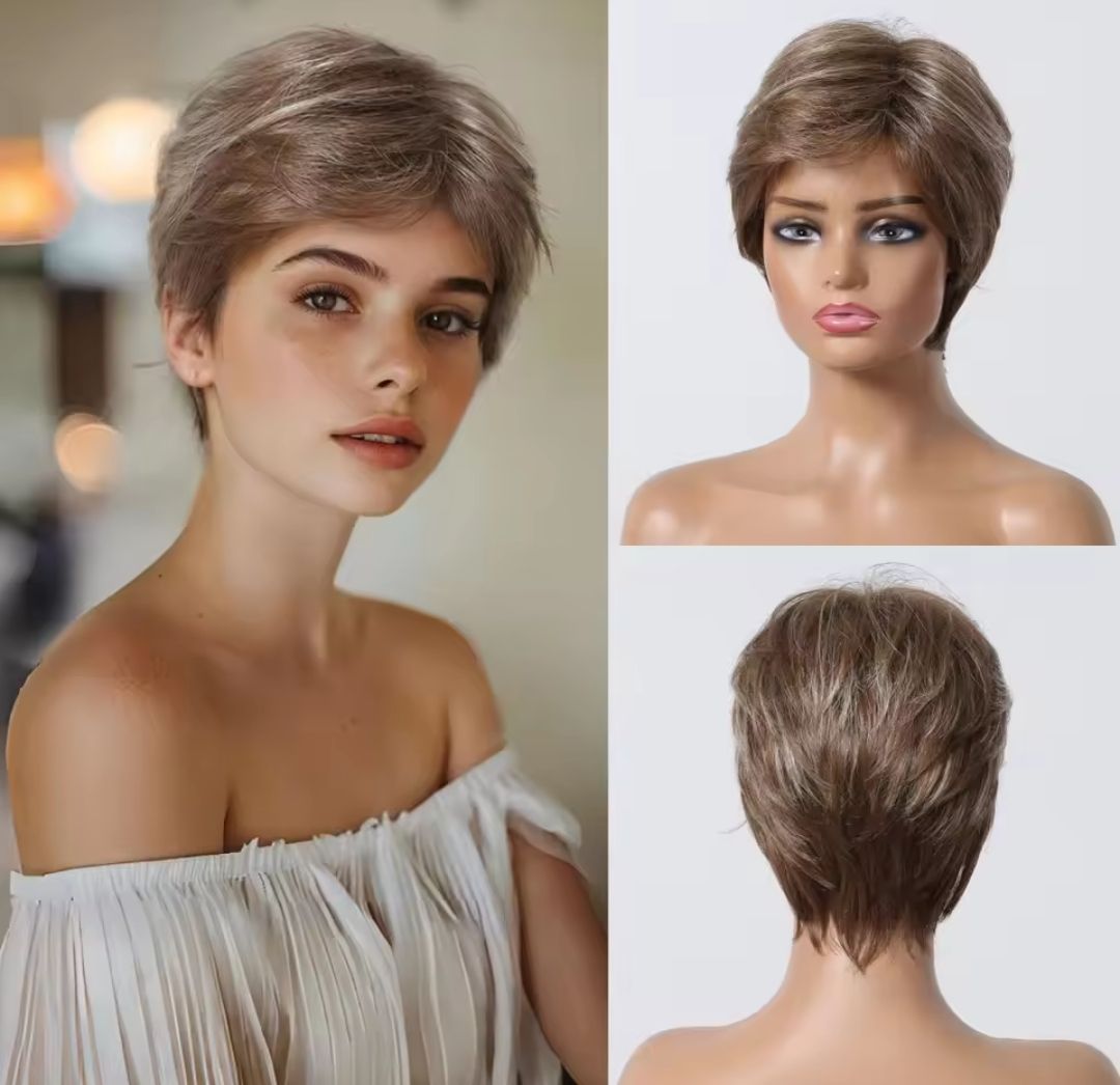 Louise Wig | Brown with Highlights 50% Human Hair Blend