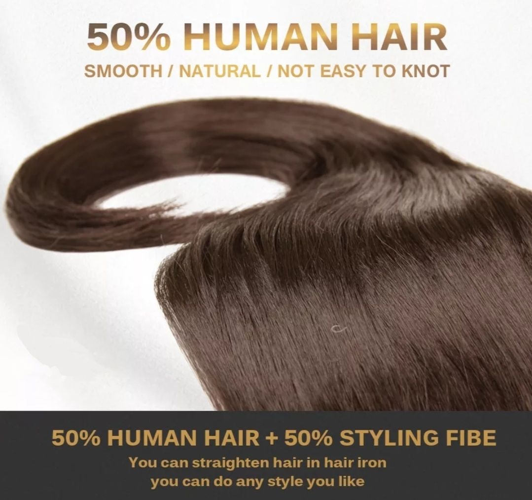 Louise Wig | Brown with Highlights 50% Human Hair Blend