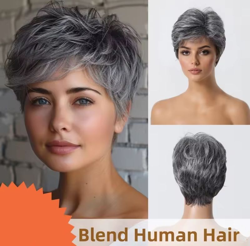 Bell Wig | Salt and Pepper 50% Human Hair Blend