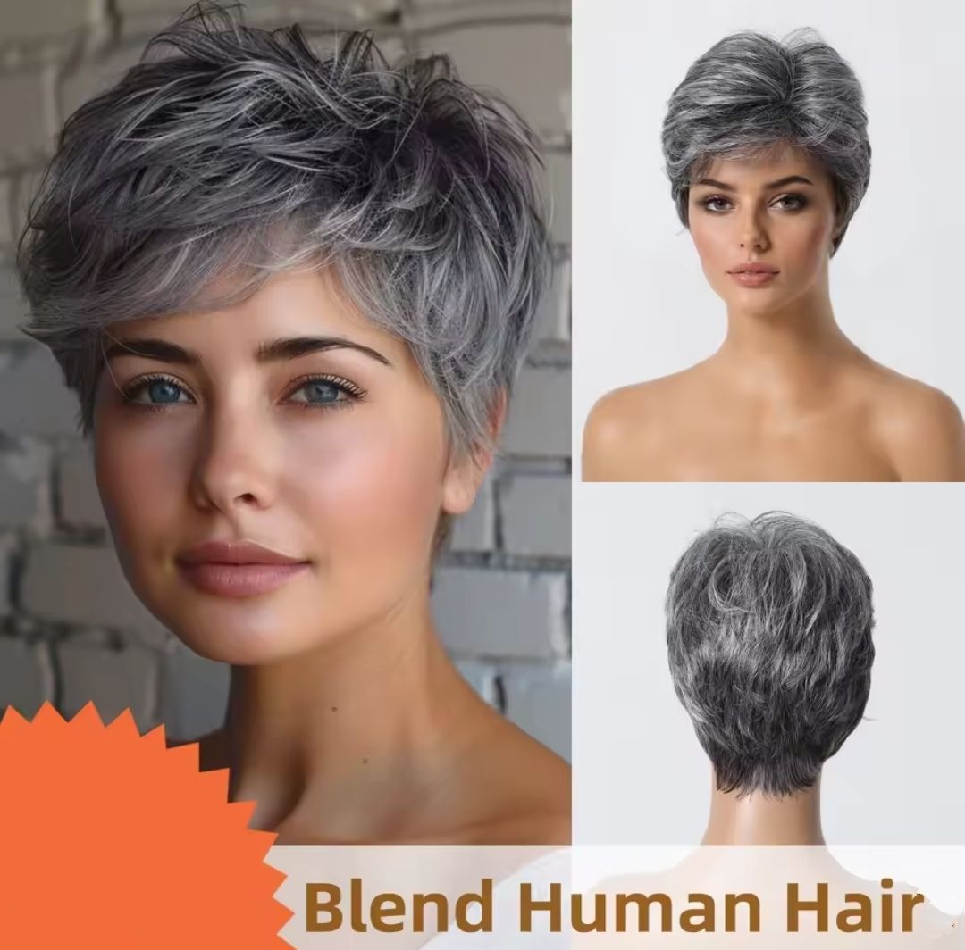 Bell Wig | Salt and Pepper 50% Human Hair Blend