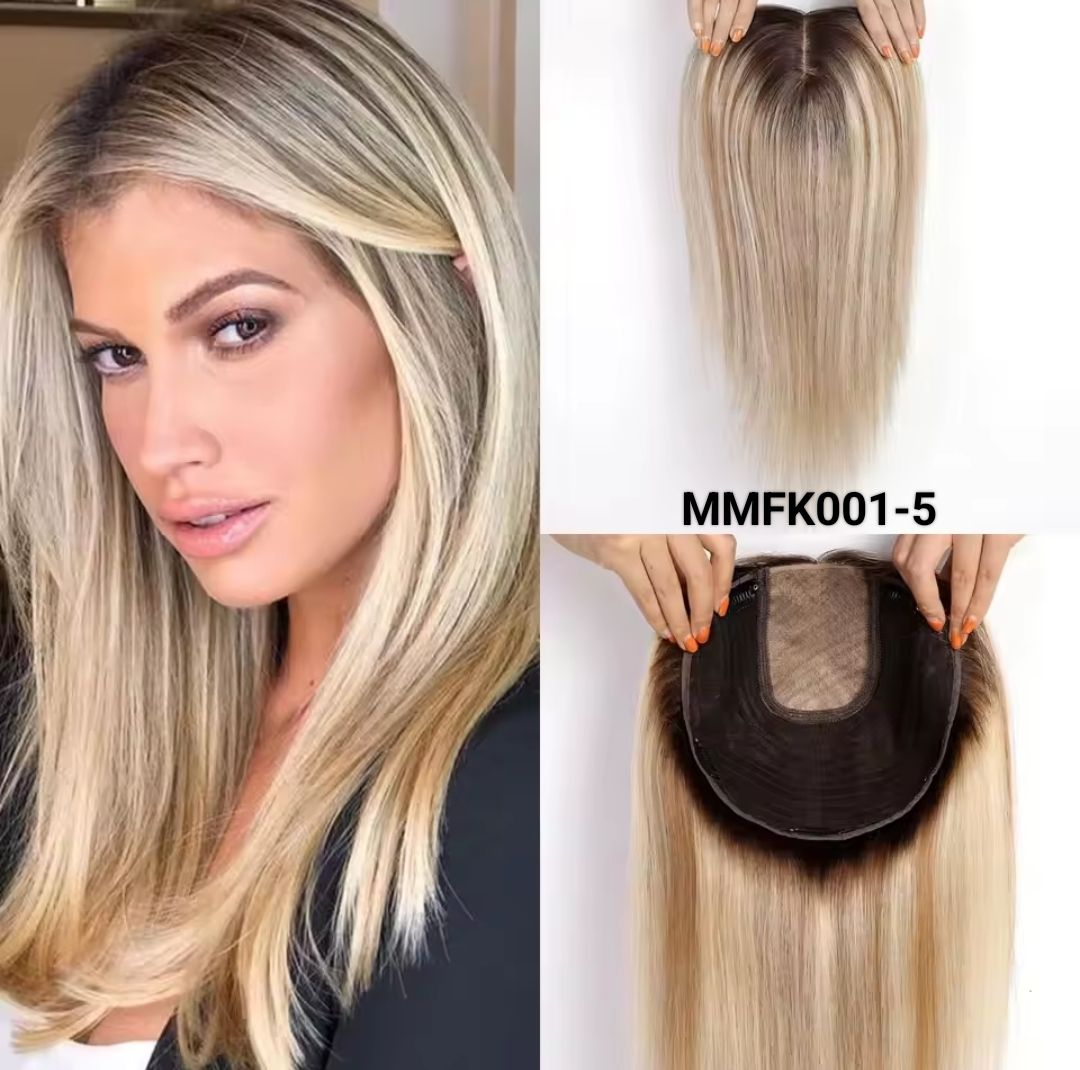 HUMAN HAIR TOPPER Silk Base 23x23cms