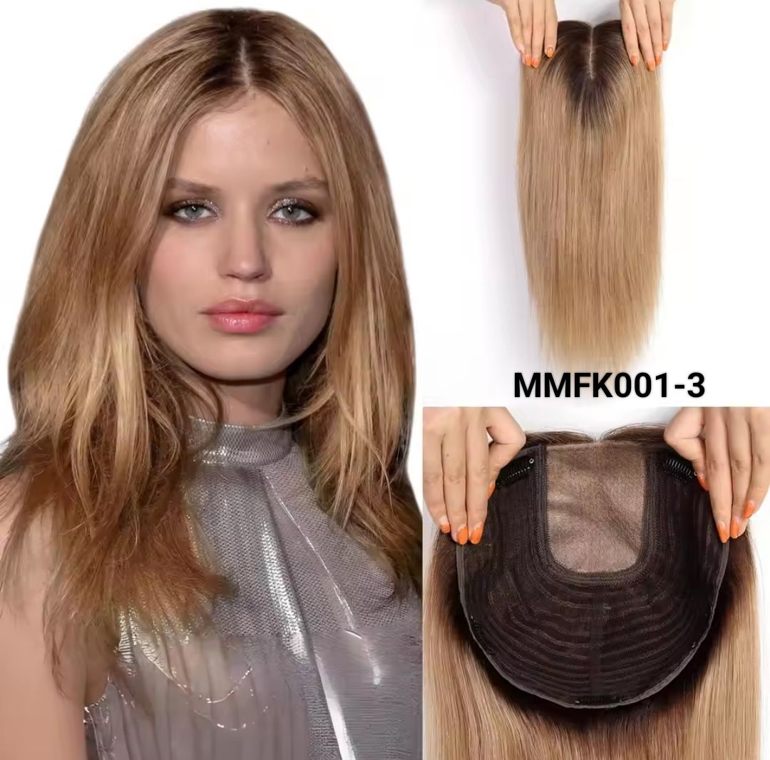 HUMAN HAIR TOPPER Silk Base 23x23cms