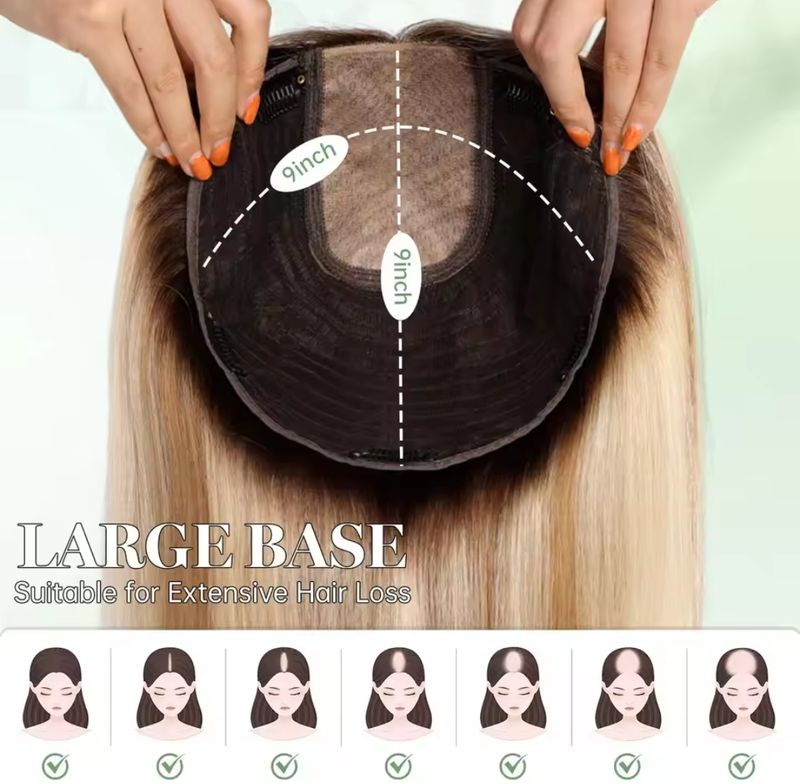 HUMAN HAIR TOPPER Silk Base