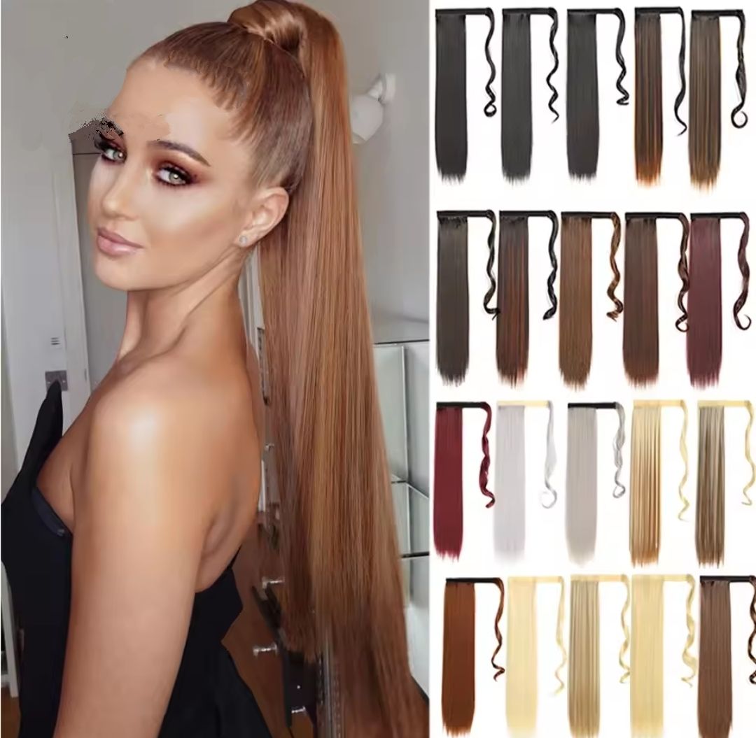 CLIP ON PONYTAIL EXTENSION STRAIGHT SYNTHETIC HAIR 24&quot;