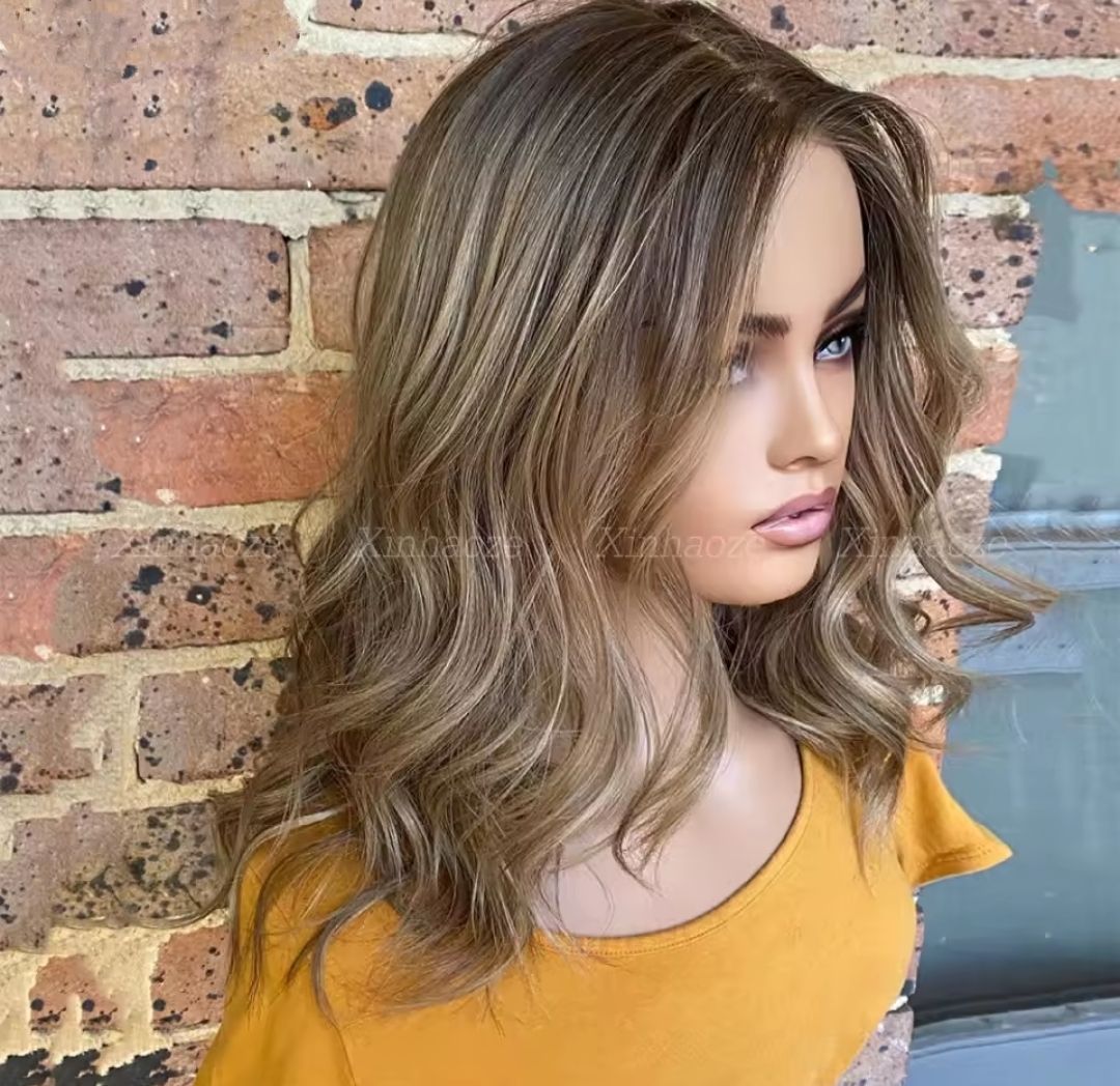 Casey Wig | Brown with Blonde Highlights Human Hair Lace Front 