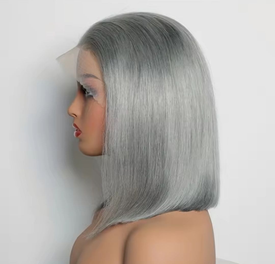 Hilary Wig | Blue Grey Human Hair Free Part Lace Front 