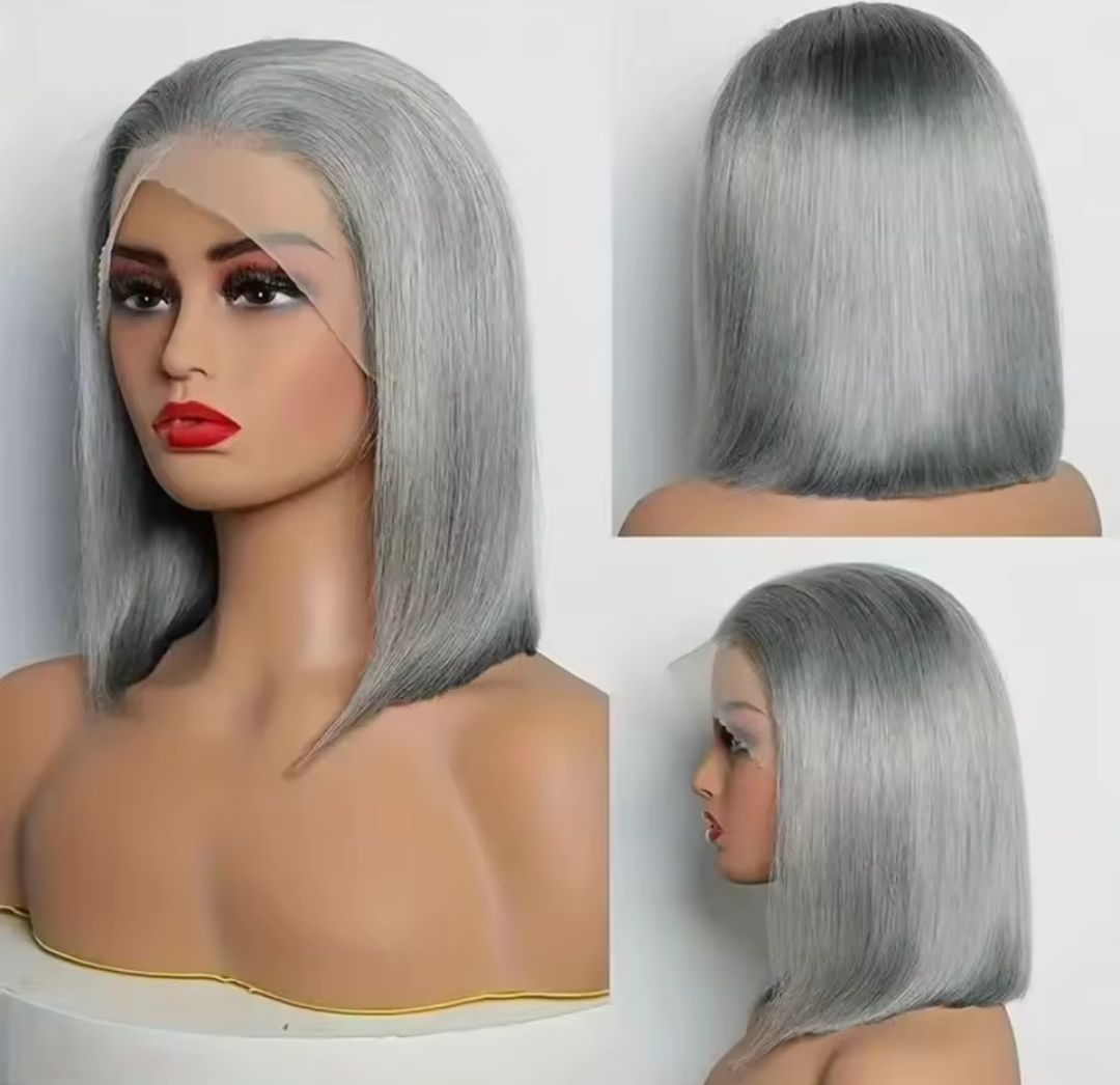 Hilary Wig | Blue Grey Human Hair Free Part Lace Front 