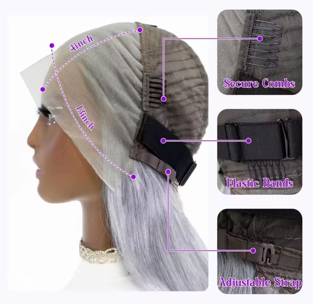 Hilary Wig | Blue Grey Human Hair Free Part Lace Front 