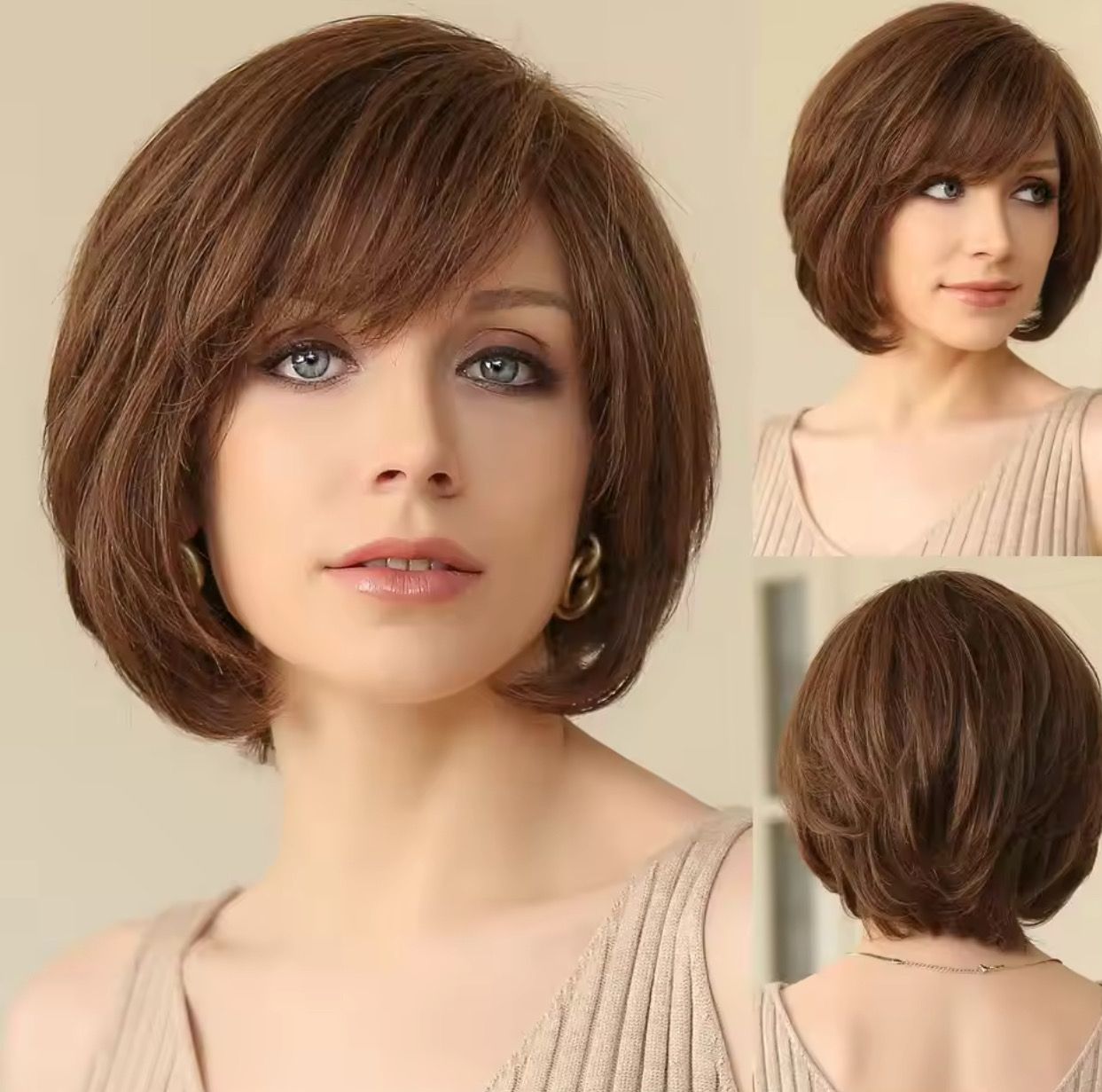 Gemma Wig | Medium Brown Side Part Human Hair