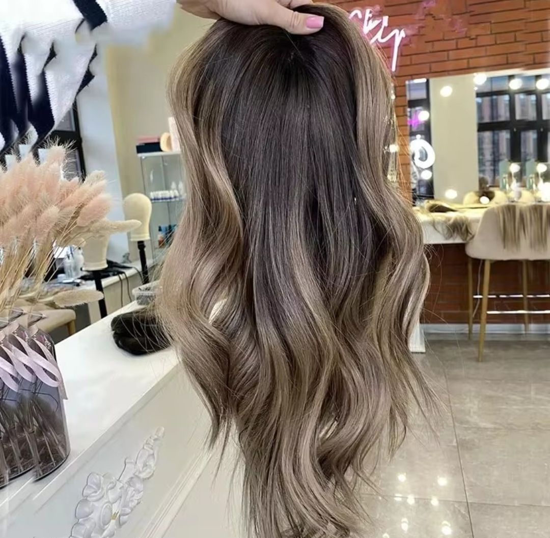 Krystelle Wig | Deep Caramel Ombre Human Hair Hand Tied Silk Base Lace Front  