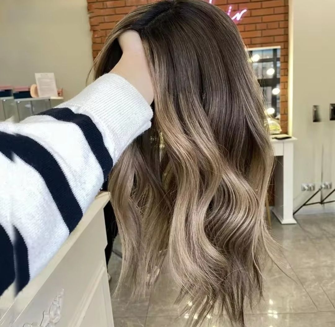 Krystelle Wig | Deep Caramel Ombre Human Hair Hand Tied Silk Base Lace Front  