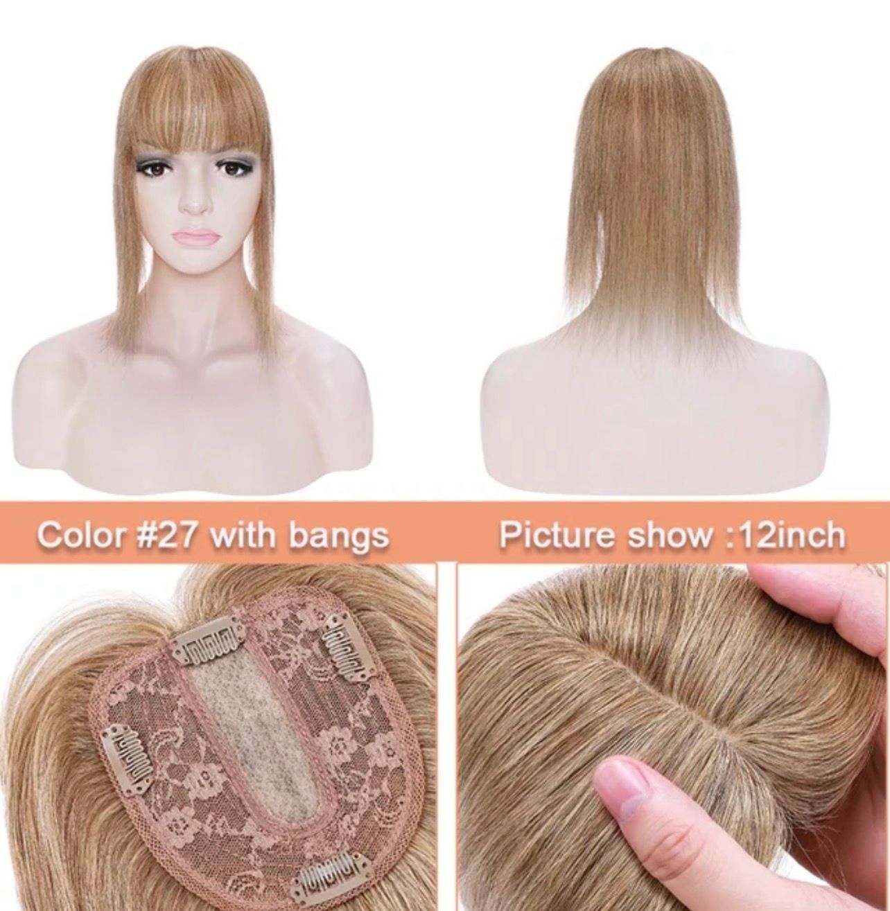 HUMAN HAIR TOPPER Fringe | Silk Base 13x14cm