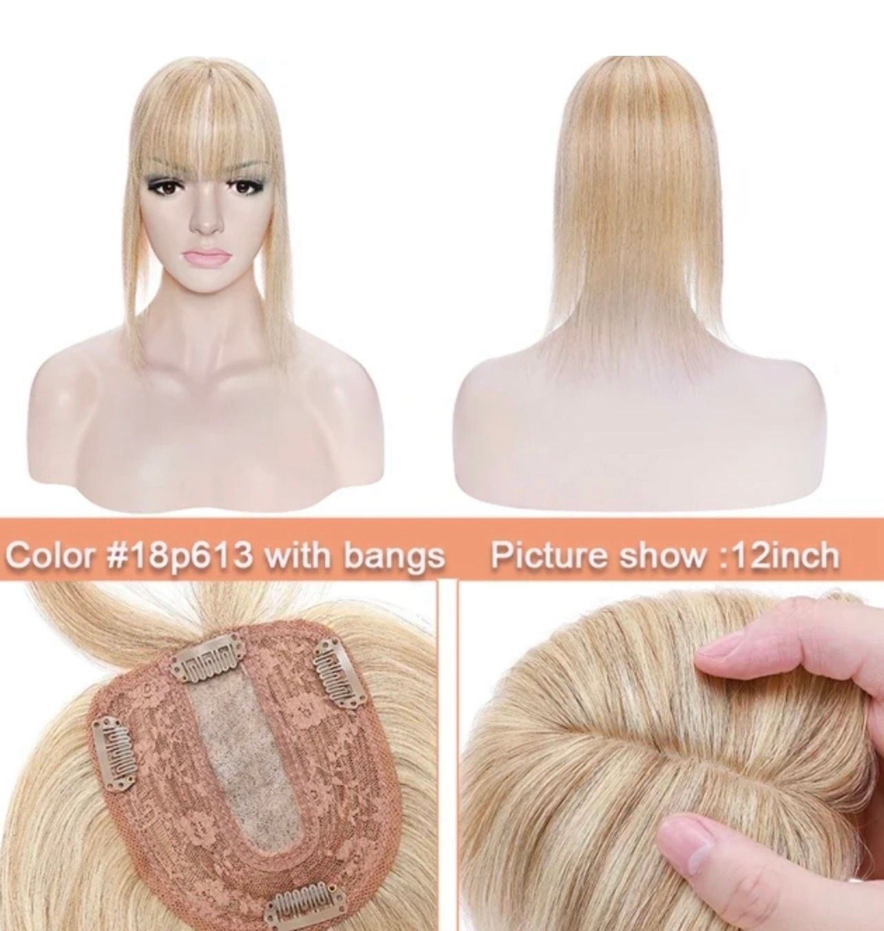 HUMAN HAIR TOPPER Fringe | Silk Base 13x14cm