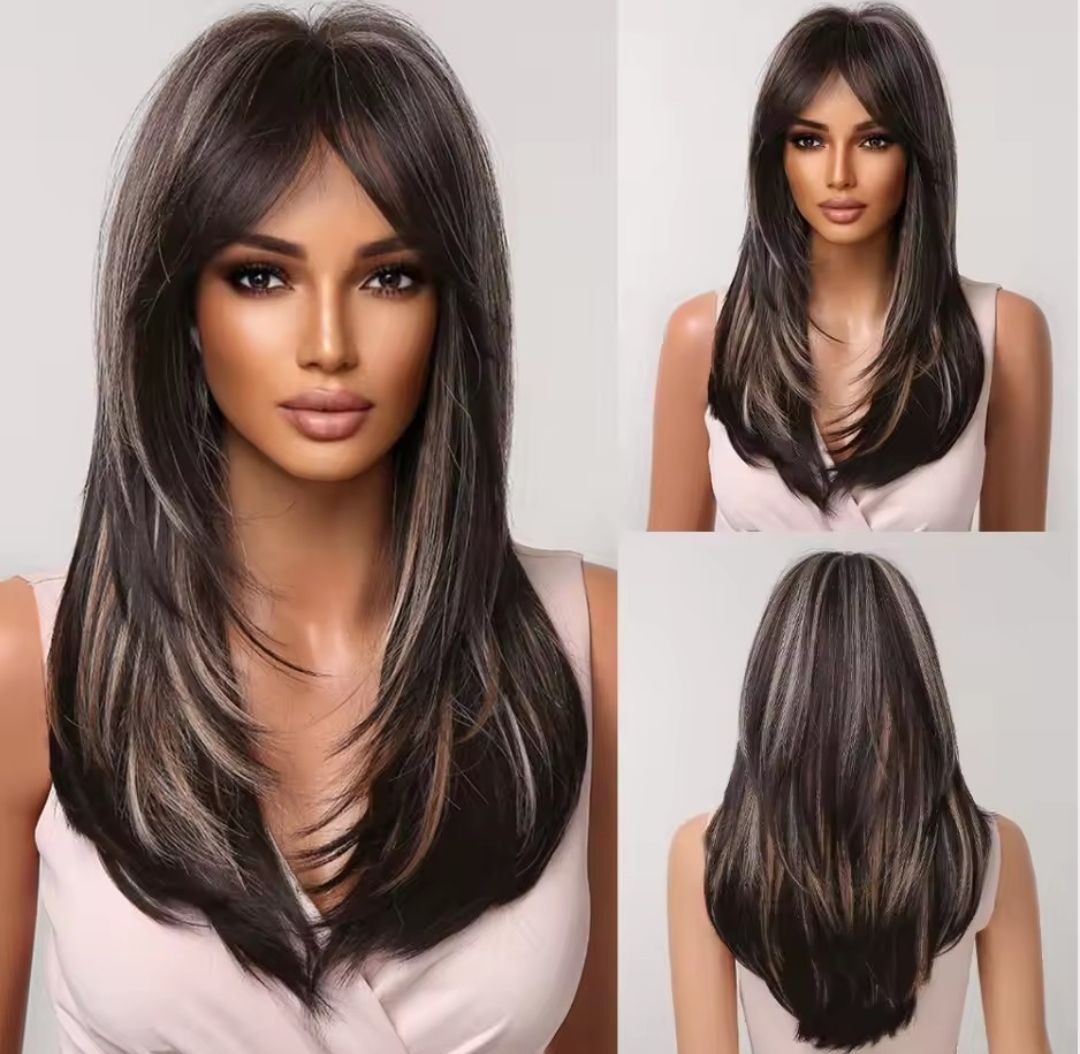 Phoebs Wig | Dark Brown with Highlights Layered