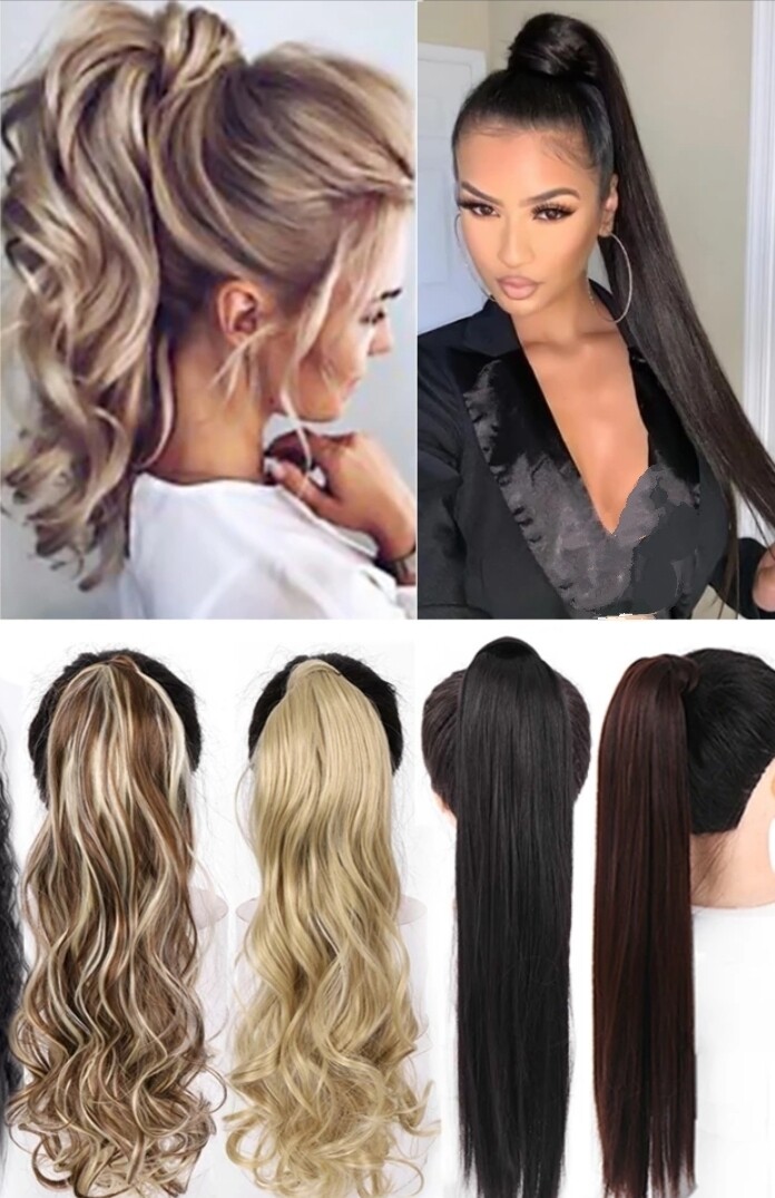 Ponytail Extension Clip On Body Wave Synthetic Hair