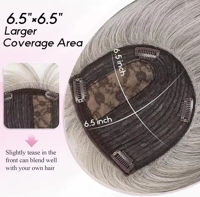 HUMAN HAIR TOPPER Side Part Fringe | Silk Base