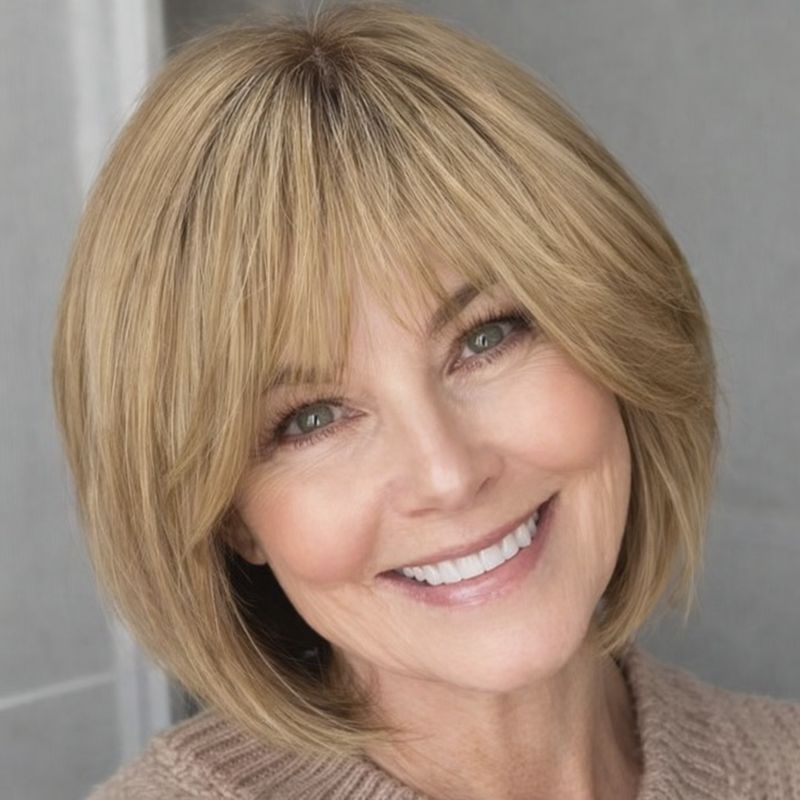 HUMAN HAIR TOPPER Side Part Fringe | Silk Base
