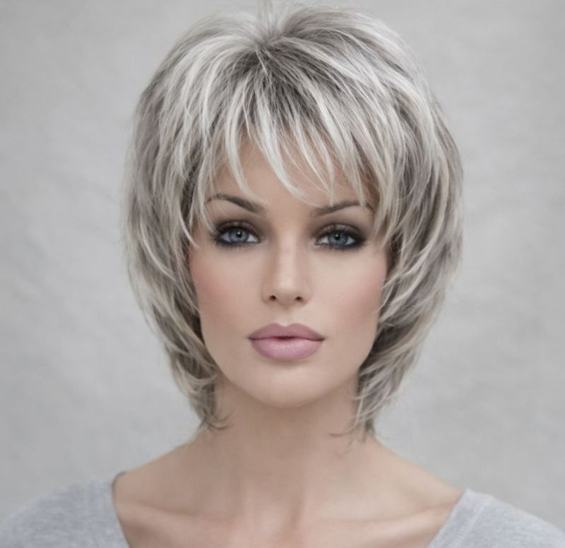 Jenni Wig | Grey with Highlights Human Hair Blend