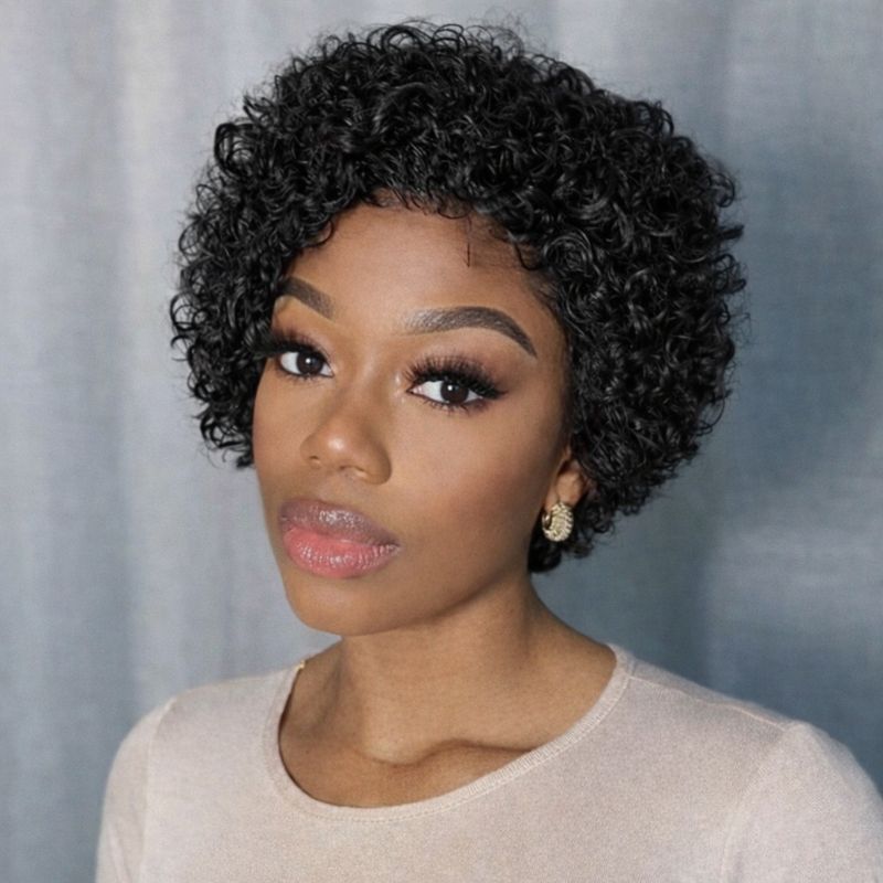 Faye Wig | Black with Burgundy Highlights Human Hair