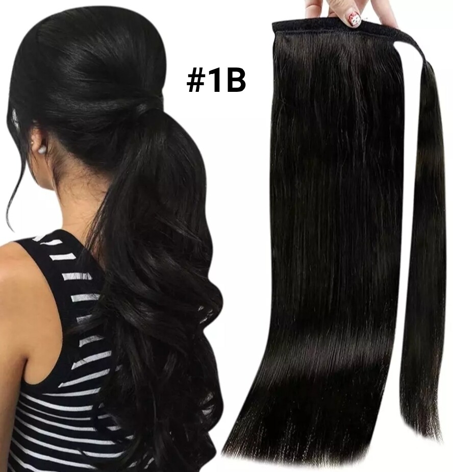 Ponytail Extension Clip On Straight Human Hair