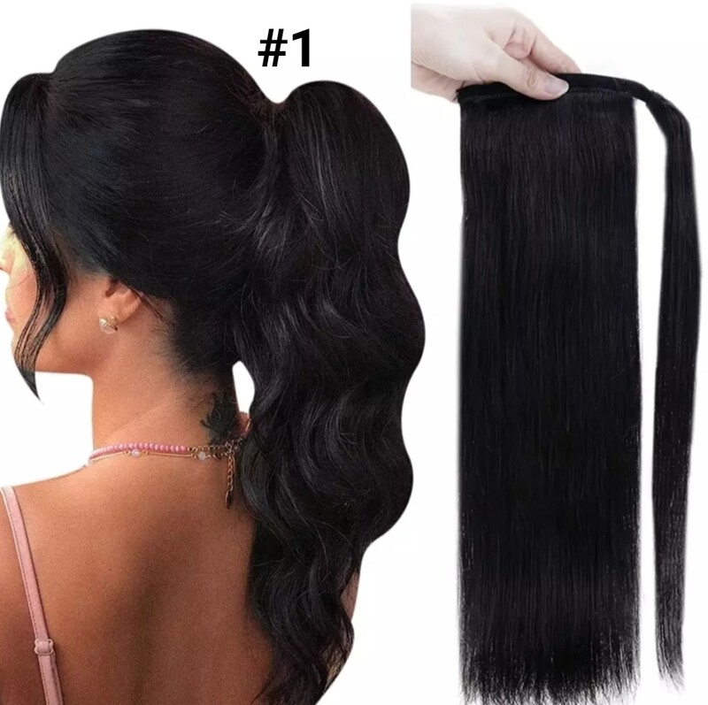 PONYTAIL EXTENSION CLIP ON STRAIGHT HUMAN HAIR