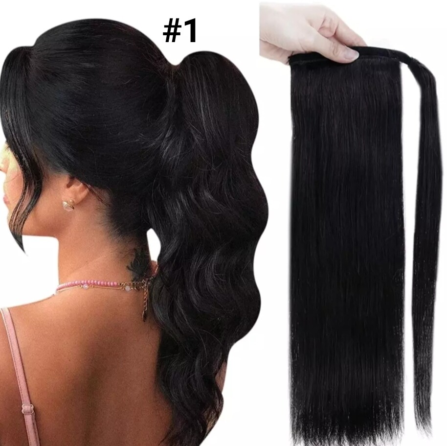 Ponytail Extension Clip On Straight Human Hair