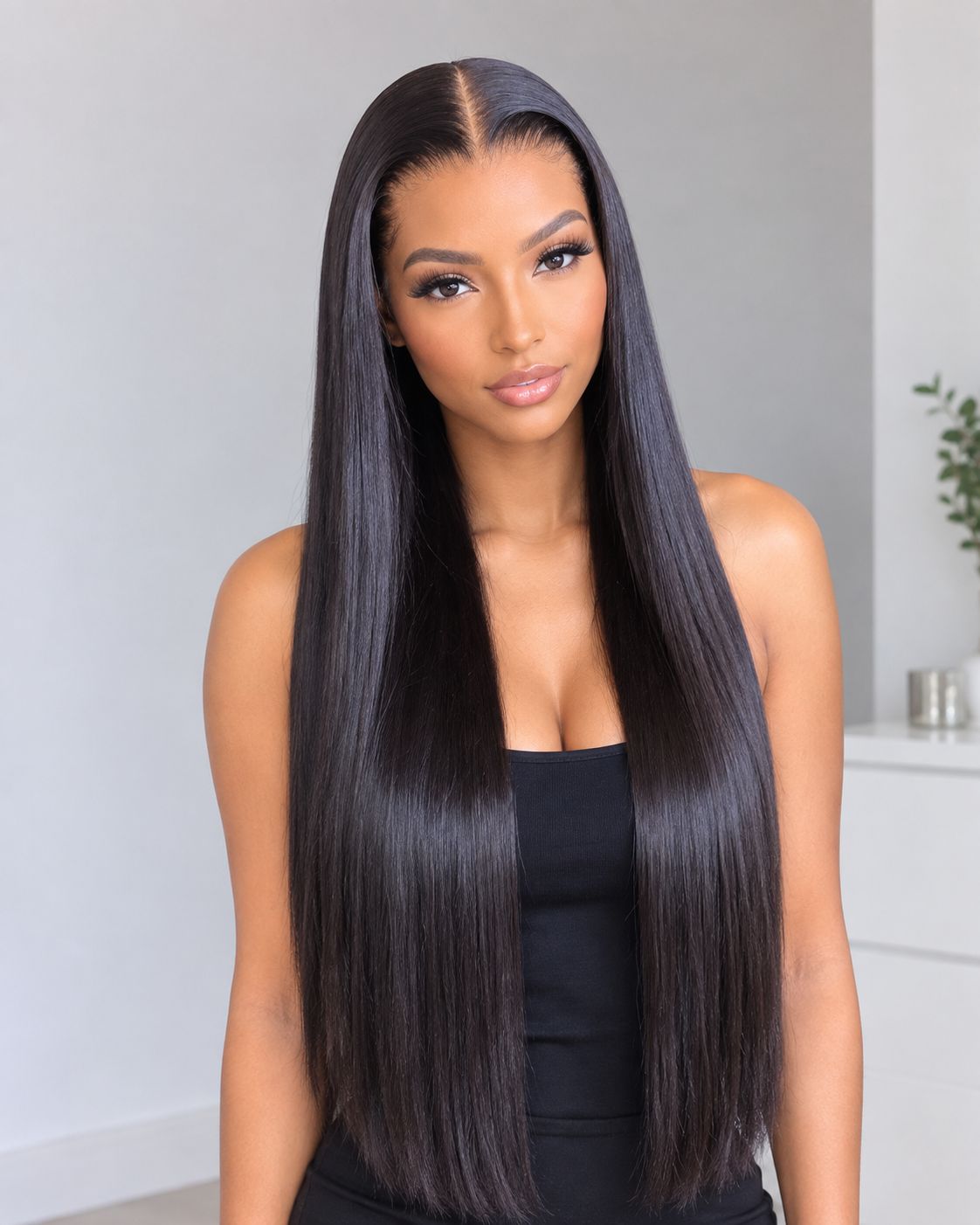 Isabella Wig | Natural Black Human Hair Lace Front, Length: 24"