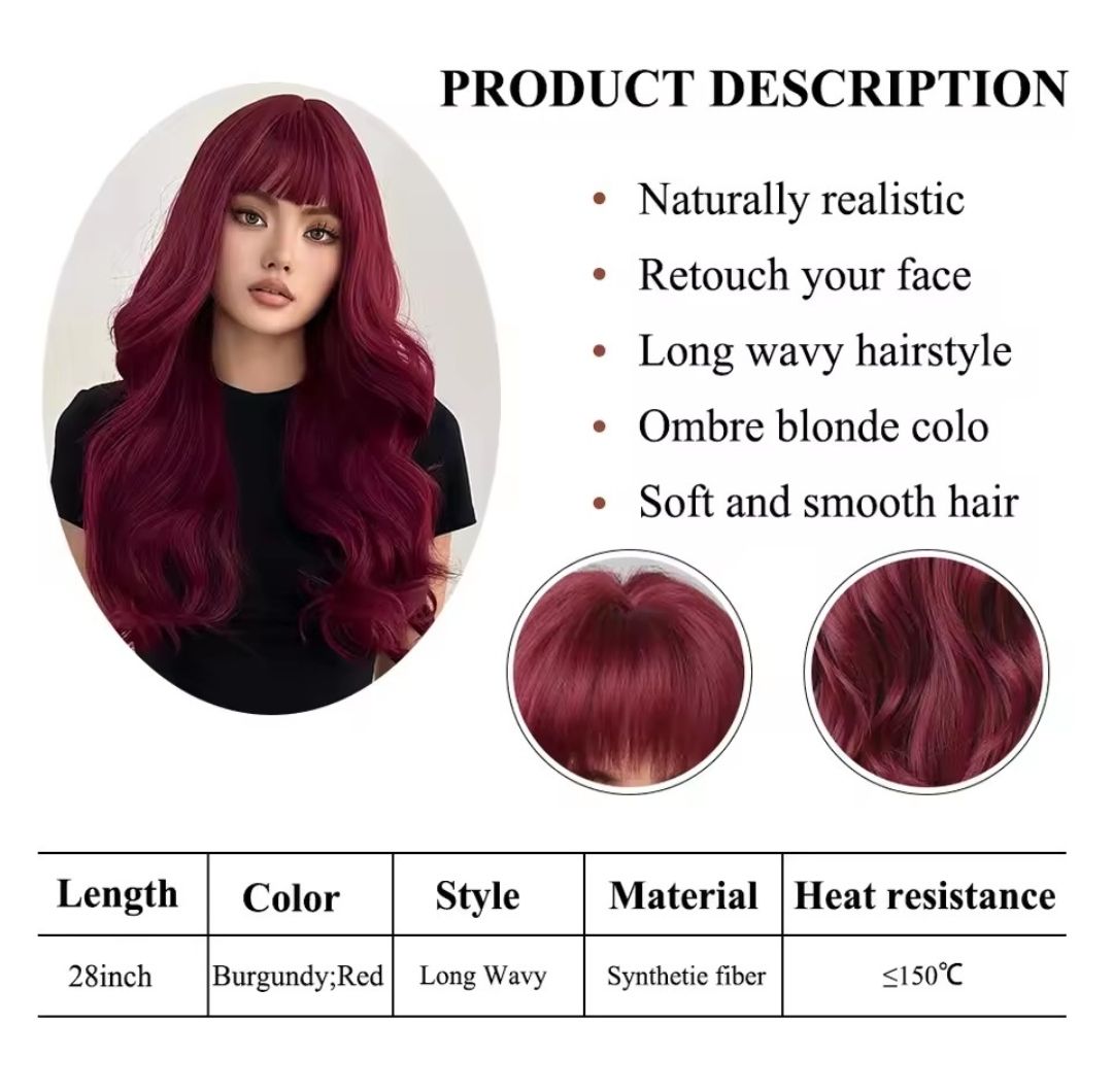 Sofina Wig | Burgundy Red