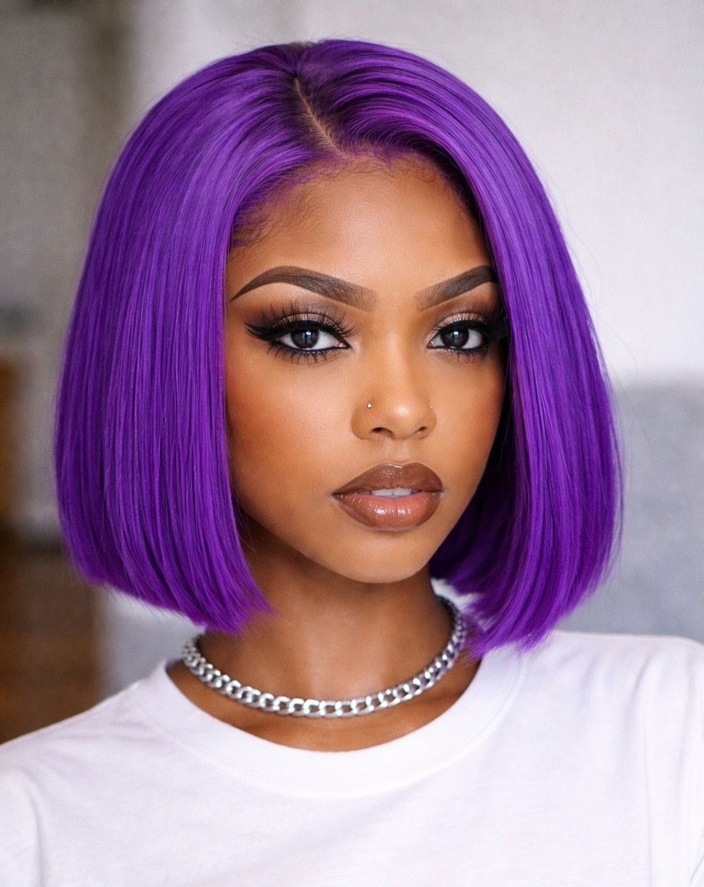 Joelene Wig | Purple Human Hair Lace Front 